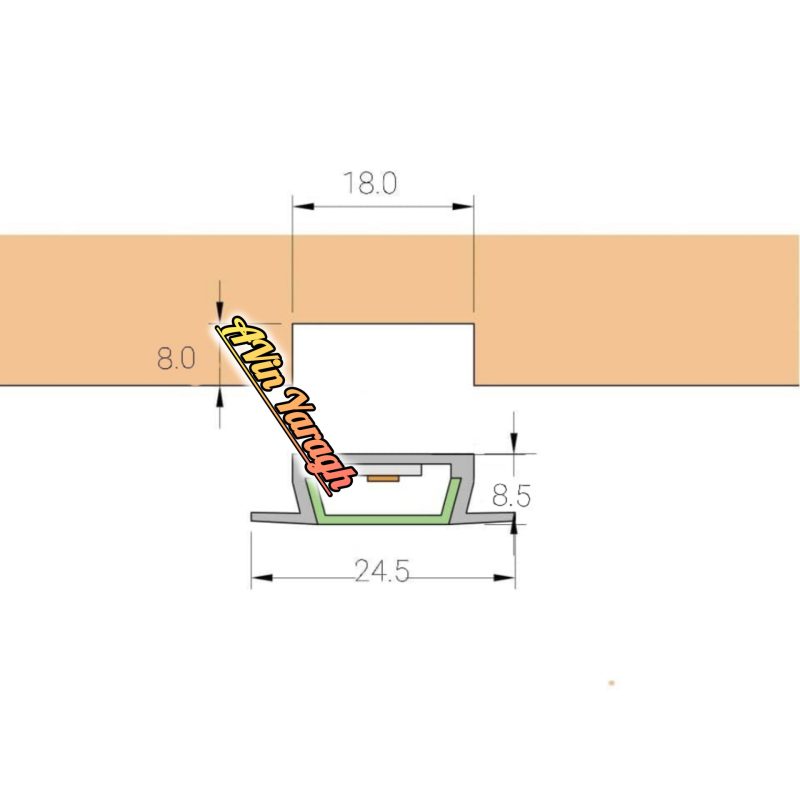 ابعاد لامپ دفنی کابینتی آکو