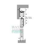 ابعاد مکانیزم تک درب ریلی آویز از بغل-آوین یراق