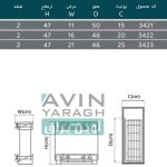 ابعاد سبد مواد شوینده ریلی پلاتین کد های 3421 و 3422 و 3423-آوین یراق