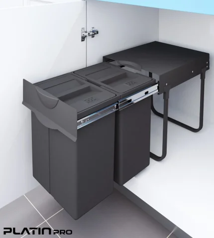 سطل زباله دو مخزنه کابینتی پلاتین مدل 8633