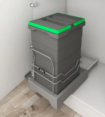 سطل زباله تک مخزن پلاتین 40 لیتری کد 3614-آوین یراق