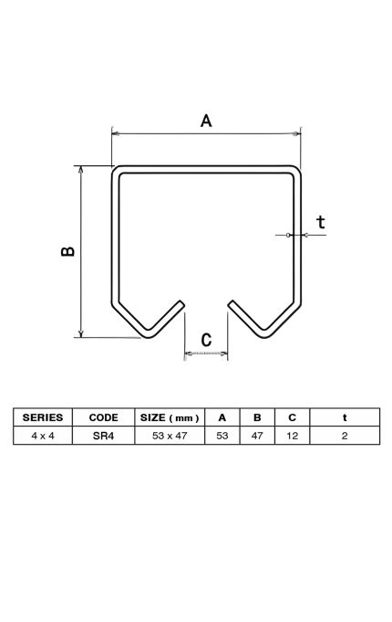 ابعاد ریل کشویی درب آهنی سبک 4*4-آوین یراق