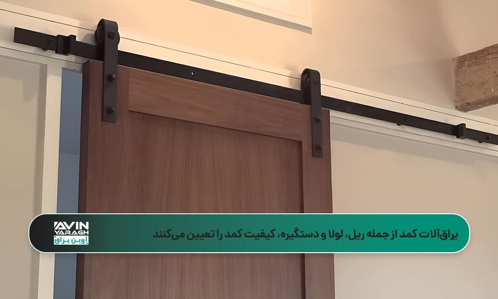 مکانیزم ریل و قرقره فلزی مشکی برای درب ریلی چوبی