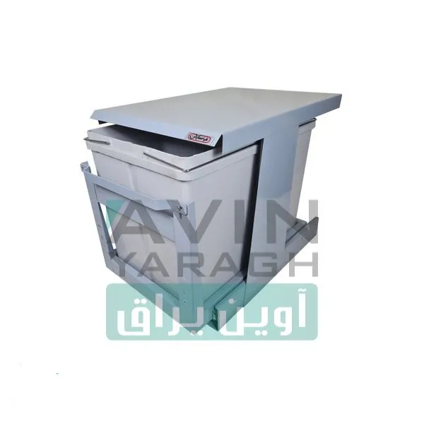 سطل زباله زیر سینک دو مخزنه فراسازان مدل ۱۵۰۷ با ریل کف-آوین یراق