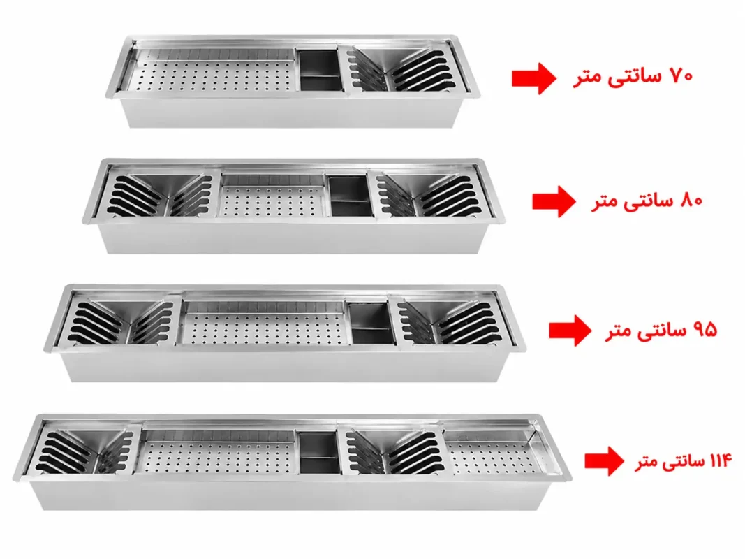 ابعاد آبچکان توکار پشت سینک استیل