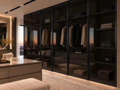 درب فریم لس شیشه ای کابینت