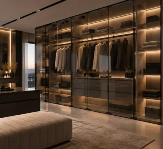 درب فریم لس شیشه ای کابینت